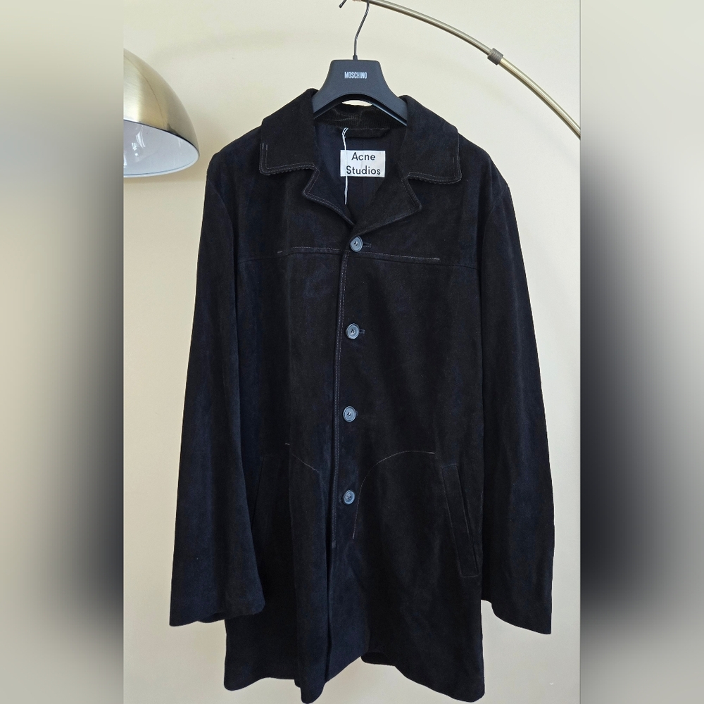 NWT ACNE STUDIOS Black Calf Leather Men's Coat Size:50